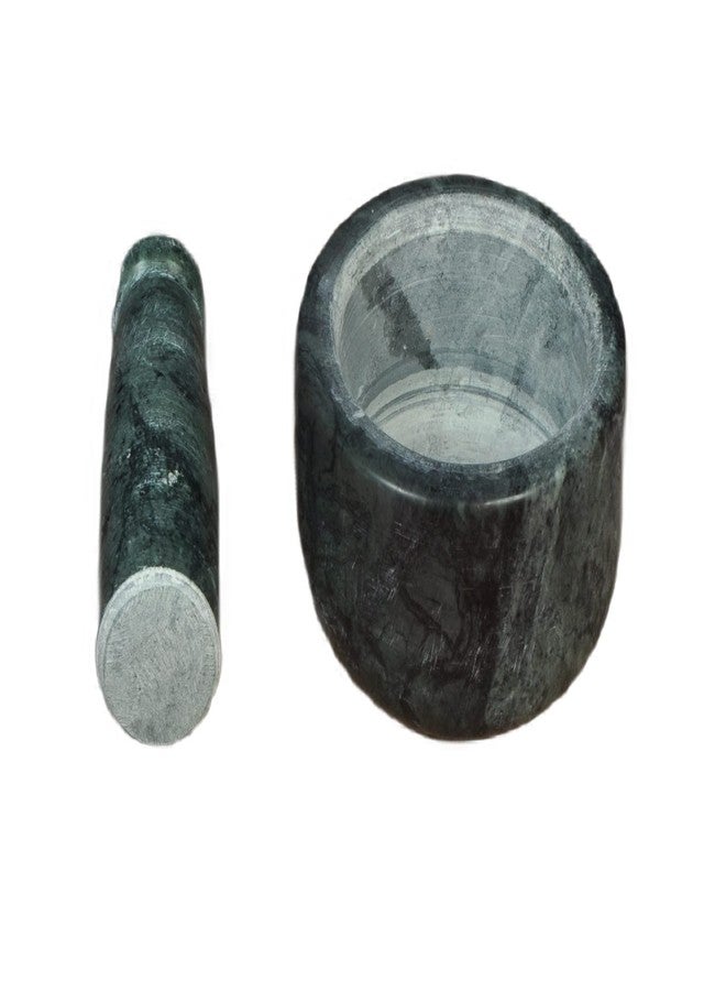 RSPTJM RJ kitchenware Store imam dasta okhali and masher okhali and musal motor and pestle marble Green Marble Mortar and Pestle Sets Ayurvedic medicine crusher bowl ceramic porcelain masher for Home. - Image 3